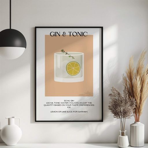 Постер Roomy "Gin Tonic" Белая рамка с антибликовым стеклом A2 (59.4x42 cm.) (1299145)
