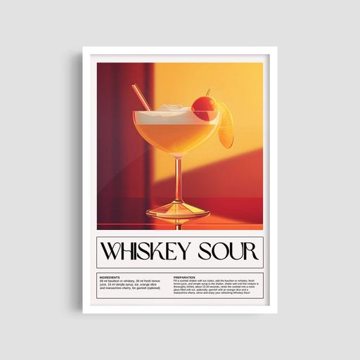 Постер Roomy "Whiskey Sour" Чорна рамка з антибліковим склом A2 (59.4x42 cm.) (1299322)