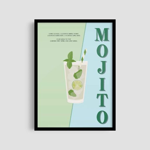 Постер Roomy "Mojito Classic 2" Черная рамка с глянцевым стеклом A4 (29.7x21 cm) (1299341)