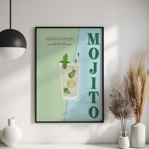 Постер Roomy "Mojito Classic 2" Чорна рамка з глянцевим склом A2 (59.4x42 cm.) (1299344)