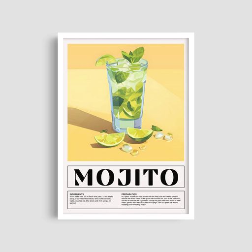 Постер Roomy "Mojito Classic" Біла рамка з глянцевим склом A4 (29.7x21 cm) (1299433)