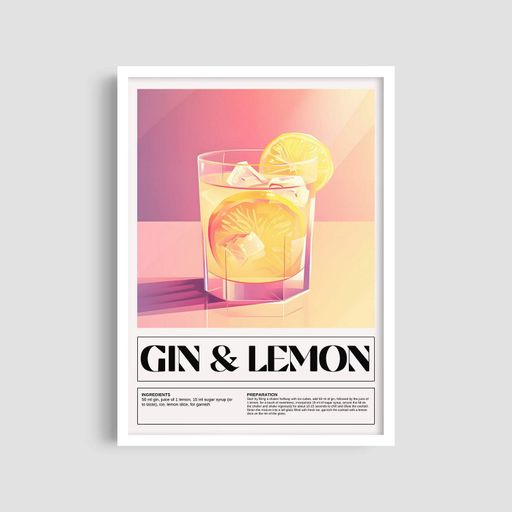 Постер Roomy "Gin Lemon" Біла рамка з антибліковим склом A3 (42x29.7 cm) (1299510)