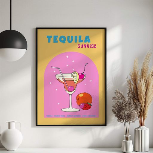 Постер Roomy "Tequila Sunrise" Чорна рамка з глянцевим склом A4 (29.7x21 cm) (1299571)