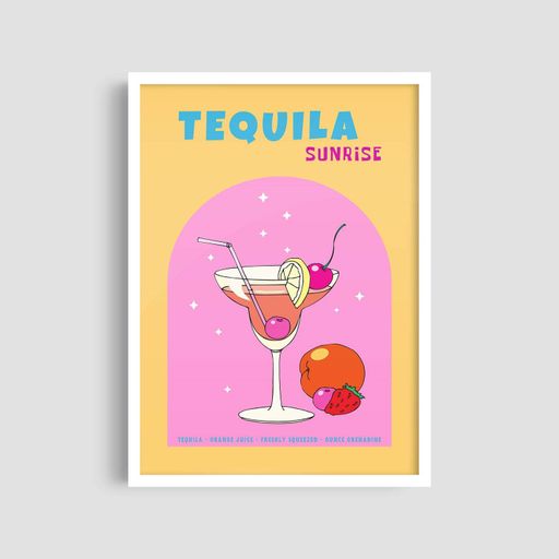 Постер Roomy "Tequila Sunrise" Белая рамка с антибликовым стеклом A2 (59.4x42 cm.) (1299633)