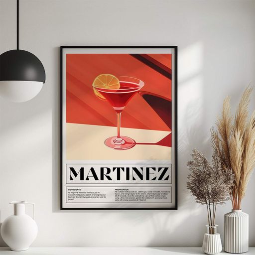 Постер Roomy "Martinez Cocktail" Чорна рамка з глянцевим склом A2 (59.4x42 cm.) (1299662)
