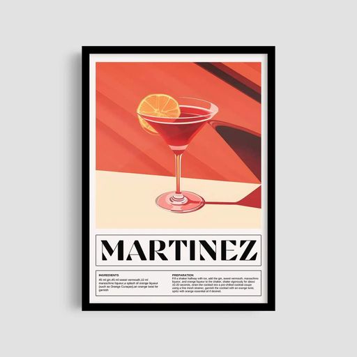 Постер Roomy "Martinez Cocktail" Чорна рамка з антибліковим склом A3 (42x29.7 cm) (1299672)