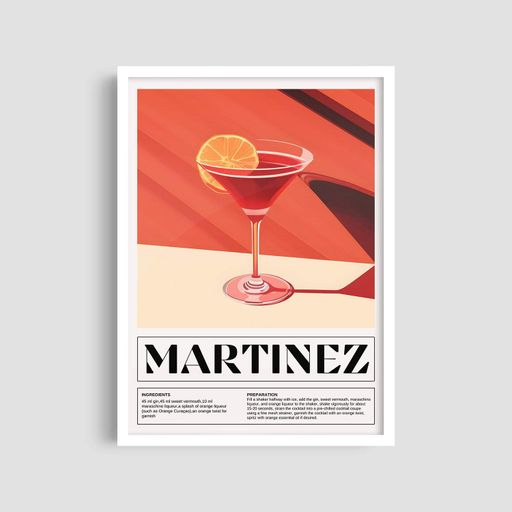 Постер Roomy "Martinez Cocktail" Біла рамка з антибліковим склом A2 (59.4x42 cm.) (1299710)