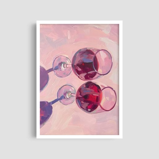 Постер Roomy "Wine Glasses" Белая рамка с глянцевым стеклом A2 (59.4x42 cm.) (1299736)