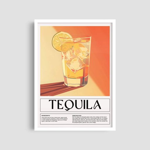Постер Roomy "Tequila Cocktail" Белая рамка с антибликовым стеклом A2 (59.4x42 cm.) (1300959)