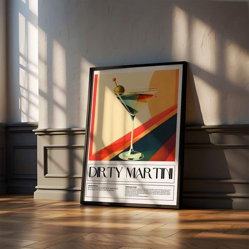Постер Roomy "Dirty Martini" Черная рамка с антибликовым стеклом A3 (42x29.7 cm) (1300976)
