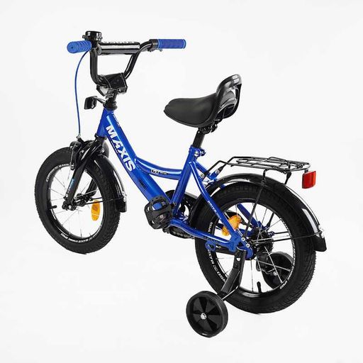 Детский двухколёсный велосипед CORSO MAXIS CL-14722 14" дюймов, стальная рама, съемные страховочные колеса, дисковые тормоза, Синий (1304135)
