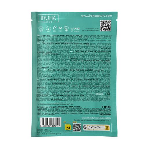 Патчі для носа Iroha Nature Deep Pore Cleansing Nose Strips з вугіллям, 5 шт