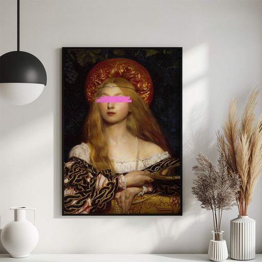 Постер Roomy "Pink Mask" Черная рамка с глянцевым стеклом A2 (59.4x42 cm.) (1308024)