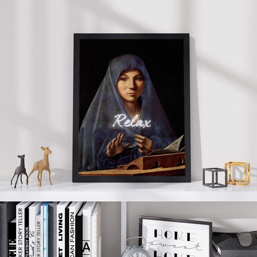 Постер Roomy "Relax Nun" Черная рамка с антибликовым стеклом A2 (59.4x42 cm.) (1308068)