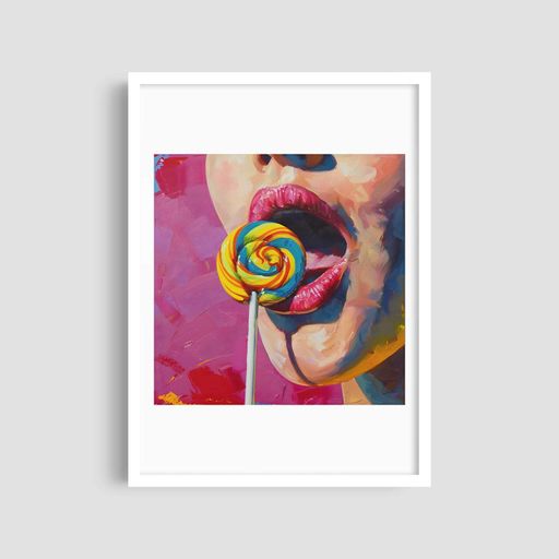 Постер Roomy "Lollipop Lips" Черная рамка с глянцевым стеклом A1 (84.1x59.4 cm.) (1309301)