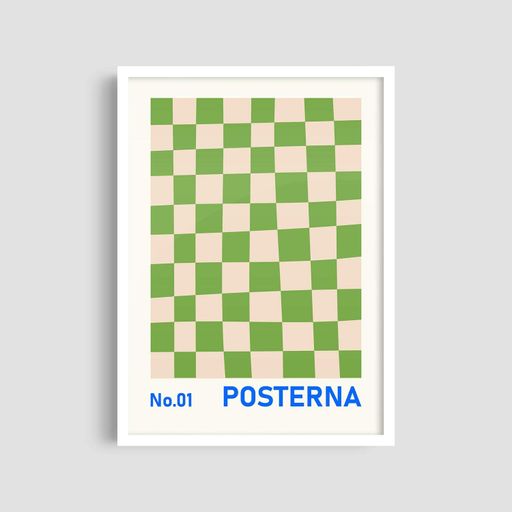 Постер Roomy "Green Checkered" Чорна рамка з глянцевим склом A1 (84.1x59.4 cm.) (1309367)