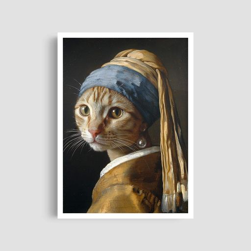Постер Roomy "Pearl Earring Cat" Без рамки A2 (59.4x42 cm.) (1309467)