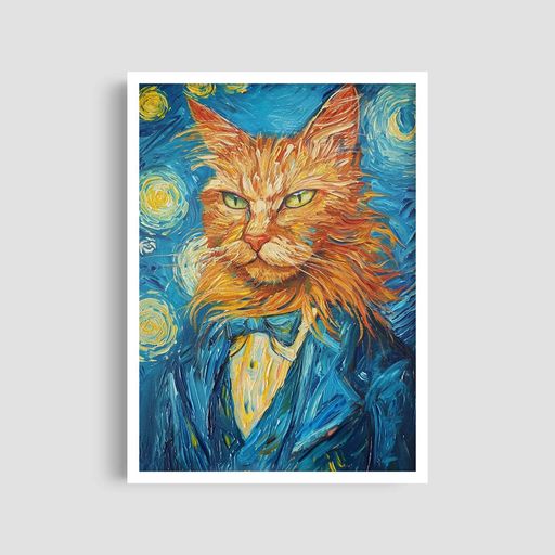 Постер Roomy "Van Gogh Cat" Черная рамка с глянцевым стеклом A3 (42x29.7 cm) (1309507)