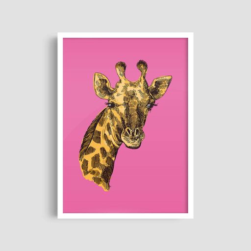 Постер Roomy "Pink Giraffe" Черная рамка с глянцевым стеклом A3 (42x29.7 cm) (1309678)