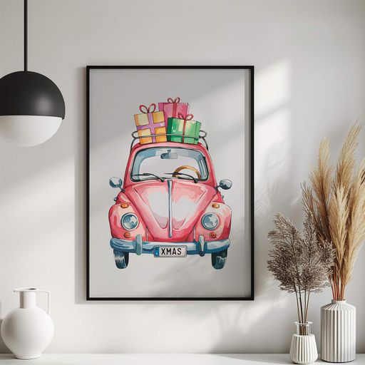 Постер Roomy "Gifts Car" Черная рамка с глянцевым стеклом A3 (42x29.7 cm) (1309971)