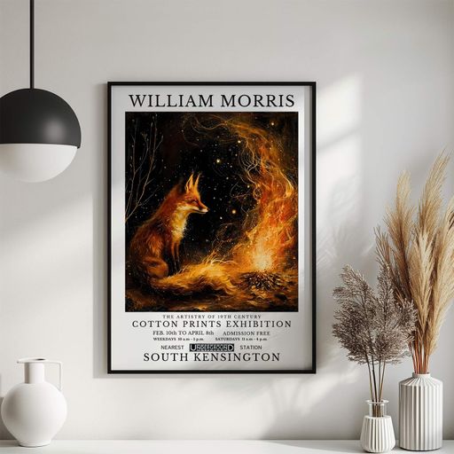 Постер Roomy "Fox and Fire" Белая рамка с глянцевым стеклом A3 (42x29.7 cm) (1310568)