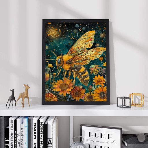 Постер Roomy "Space Bee" Черная рамка с антибликовым стеклом A2 (59.4x42 cm.) (1311025)