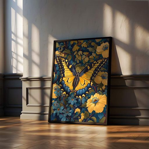 Постер Roomy "Autumn Butterfly" Черная рамка с глянцевым стеклом A2 (59.4x42 cm.) (1312114)