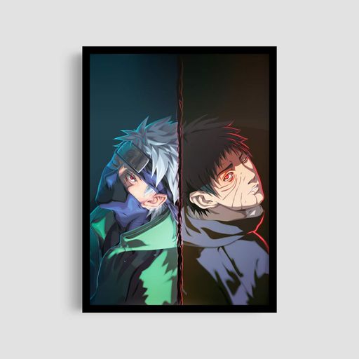 Постер Roomy "Kakashi Obito Split" Черная рамка с антибликовым стеклом A3 (42x29.7 cm) (1312685)