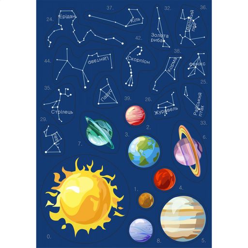 Обучающая игра Умняшка Карта зоряного неба, с многоразовыми наклейками, от 5 лет (КП-007)
