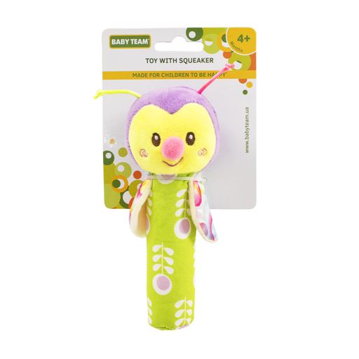 Игрушка Baby Team Пчелка, с пищалкой, от 4 месяцев, зеленая (8500)