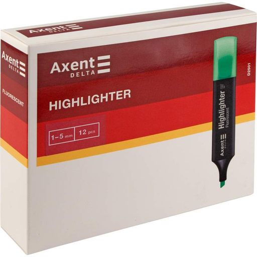 Маркеры 12 шт. Highlighter D2501 1-5 мм клиновидный зеленый 4250804843877 (1321558)
