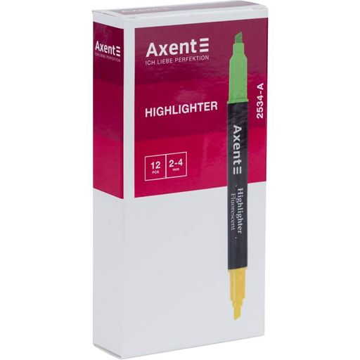 Маркеры 12 шт. Highlighter Dual 2534-A 2-4 мм клиновидная зеленая+желтая. 4063276090362 (1321565)