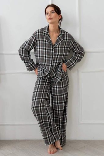 Пижама Forly Пижамный костюм из фланели с брюками Ashley M/L Сірий FL0073-12-69_M/L (1325858)