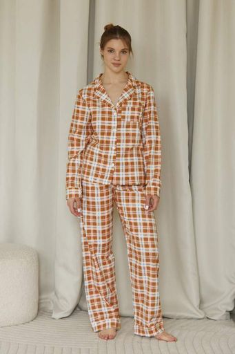 Пижама Forly Пижамный костюм из фланели с брюками Pumpkin XXL Принт FL0057-99-69_XXL (1325885)
