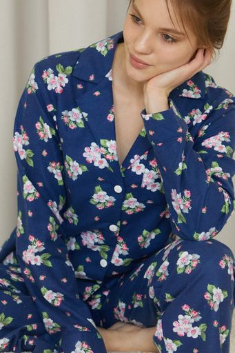 Пижама Forly Пижамный костюм из фланели с брюками Inflorescence XXL Синій FL0057-67-69_XXL (1325889)