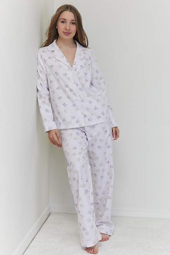 Пижама Forly Пижамный костюм из фланели с брюками Crown XXL Білий FL0057-19-69_XXL (1325902)