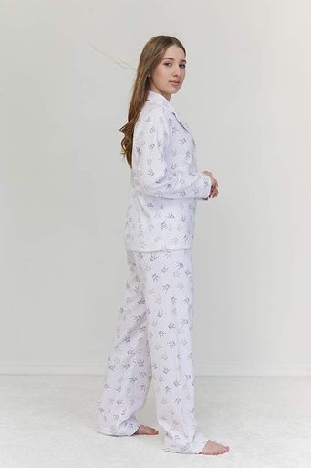 Пижама Forly Пижамный костюм из фланели с брюками Crown XXL Білий FL0057-19-69_XXL (1325902)
