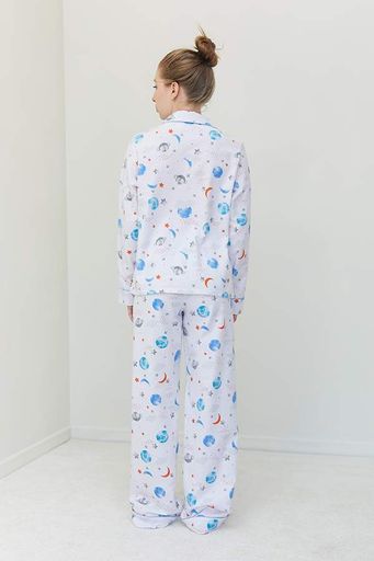 Пижама Forly Пижамный костюм из фланели с брюками Space XXL Білий FL0010-18-69_XXL (1325908)
