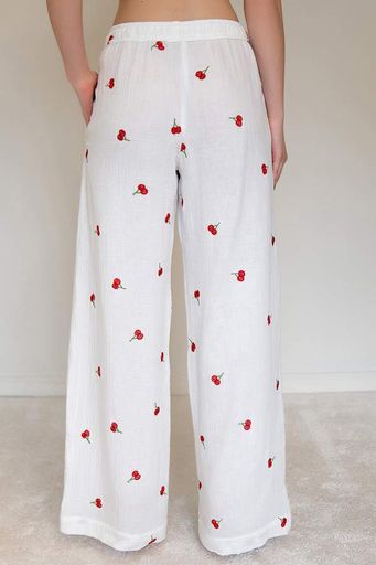 Forly Штани з вишивкою з мусліну Cherry Білий ML0084-38-09_M/L (1326007)