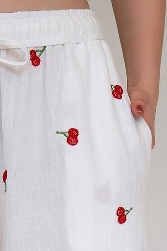 Forly Штани з вишивкою з мусліну Cherry Білий ML0084-38-09_M/L (1326007)