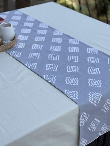 Раннер дорожка Ecotton DUCK 45х170 см водоотталкивающая для обеденного стола серого цвета геометрия (1329280)