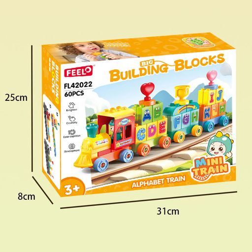 Детский конструктор FEELO TOYS Букво-поезд, 60 деталей, от 3 лет (FL42022)
