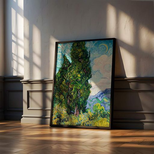 Постер Roomy "Cypresses" Белая рамка с глянцевым стеклом A3 (42x29.7 cm) (1337503)