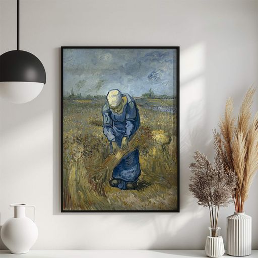 Постер Roomy "Peasant Woman Binding Sheaves" Белая рамка с глянцевым стеклом A4 (29.7x21 cm) (1337768)