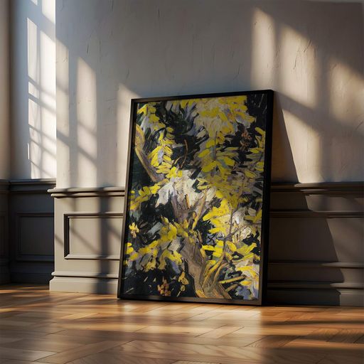 Постер Roomy "Blossoming Acacia Branches" Біла рамка з антибліковим склом A3 (42x29.7 cm) (1337853)