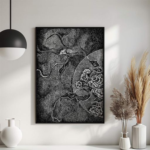 Постер Roomy "Moonlight Roses" Белая рамка с антибликовым стеклом A3 (42x29.7 cm) (1338863)