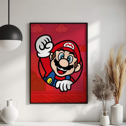 Постер Roomy "Mario Gaming" Черная рамка с антибликовым стеклом A4 (29.7x21 cm) (1339248)