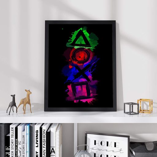 Постер Roomy "PlayStation Buttons" Черная рамка с глянцевым стеклом A2 (59.4x42 cm.) (1339357)