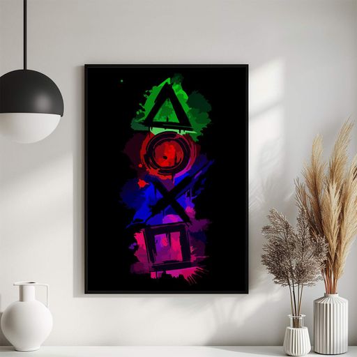 Постер Roomy "PlayStation Buttons" Черная рамка с антибликовым стеклом A2 (59.4x42 cm.) (1339367)