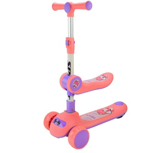 Самокат детский 3-х колесный SC2422(Pink) 3в1 светящиеся колеса, розовый (1340540)